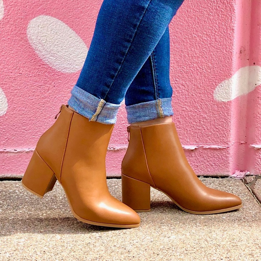 Maple Brown Vegan Leather Ankle Boots